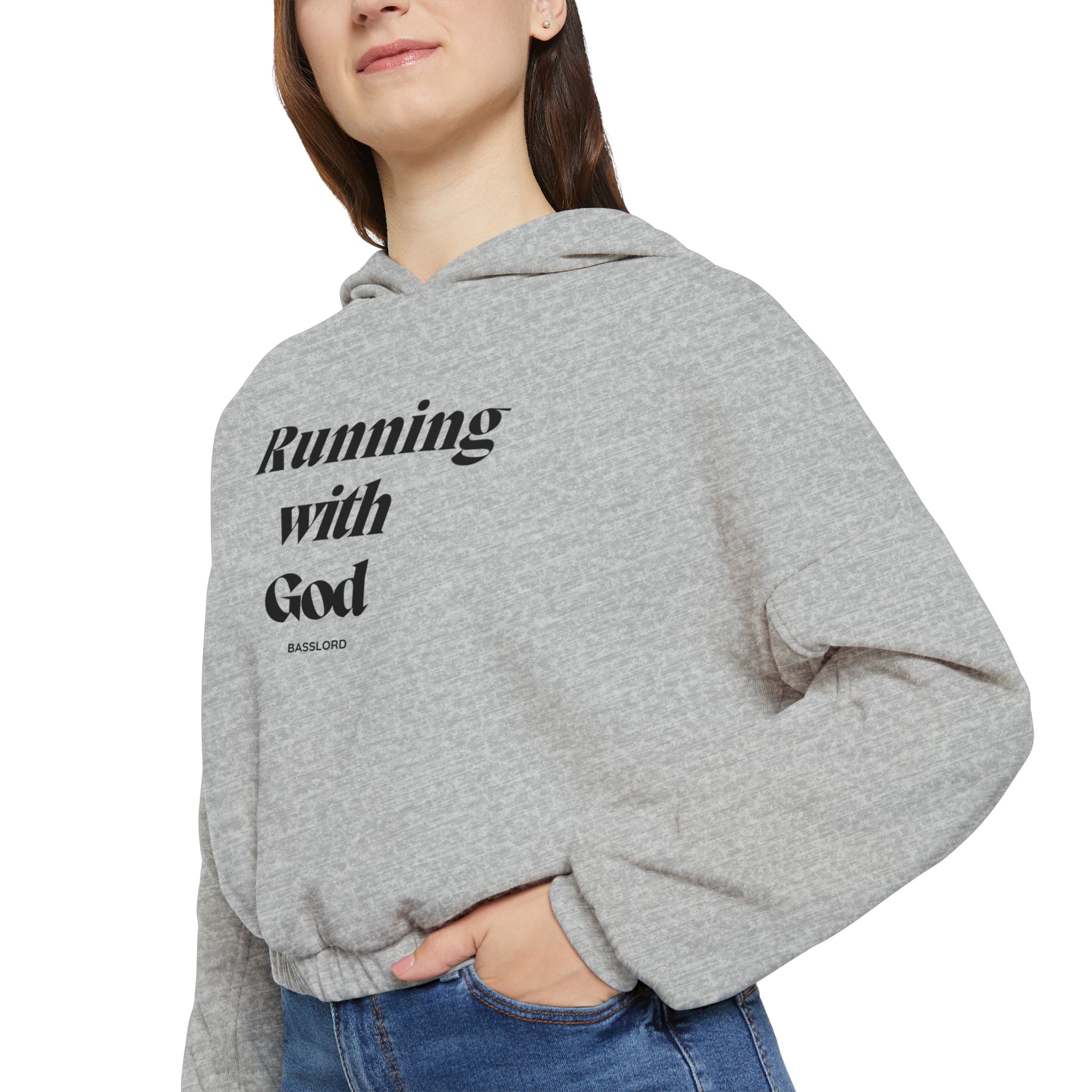 Women's Cinched Bottom Hoodie- "Running with God" - Image 3